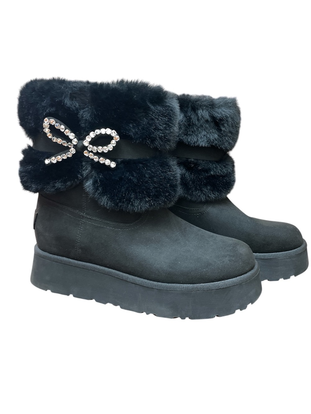 #88 GUESS Women's Dowry Rhinestone Bow Cozy Winter Boot